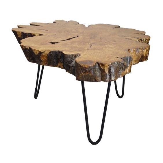 Natural Hand Finished Rustic Solid Wood Furniture Tree Trunk Coffee Tables for Living Room from Indian Supplier