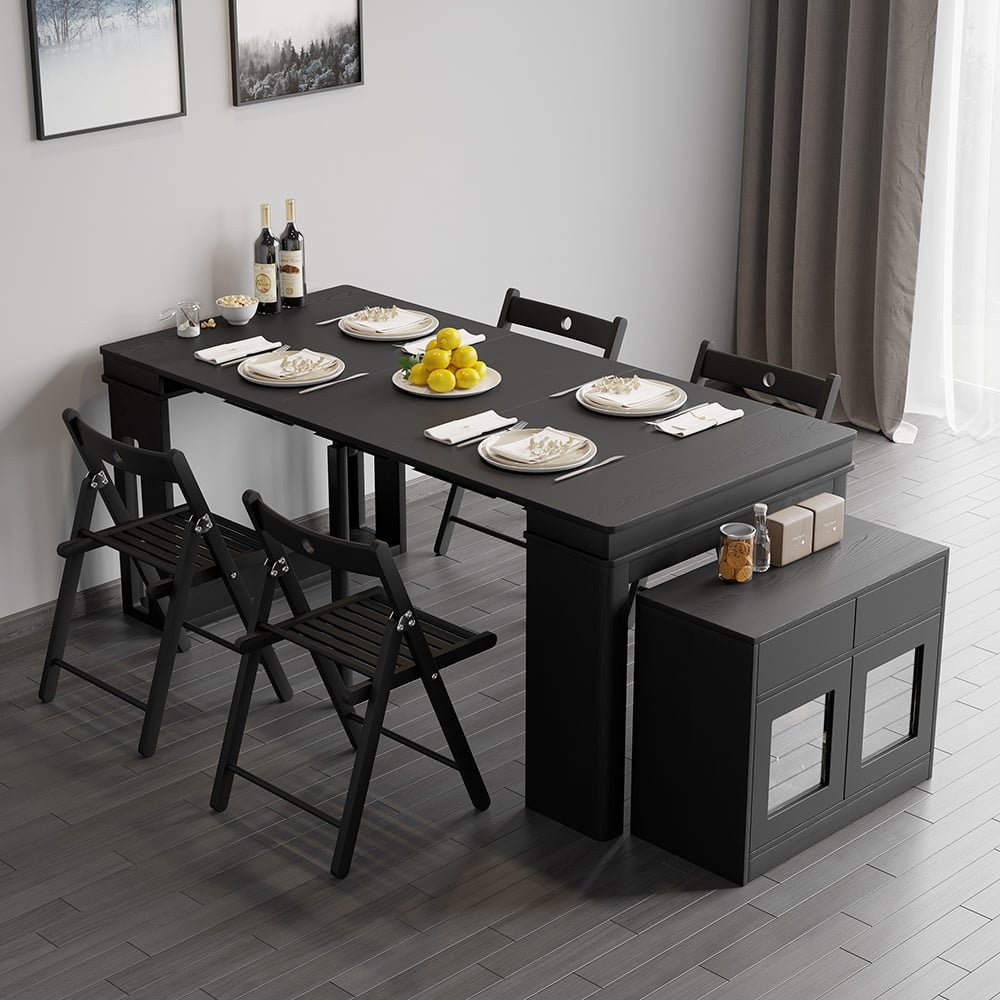 Customizable Products Solid Teak Dining Table Set, High-Quality Multifunctional Restaurant Extension Furniture, Wooden