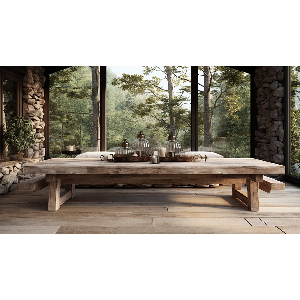Mid Century Modern Rustic Farmhouse Antique Solid Wood Long Rectangle Reclaimed Dining Tables
