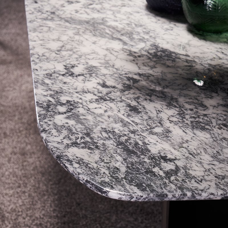 Hotel Suite Dining Room Furniture Dining Table Set 6 Chairs Natural Marble Combined with Metal