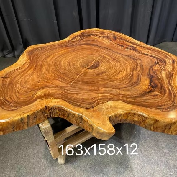 MORE DESIGN Cheap Factory Price Wooden Kitchen Furniture Live Edge Solid Ebony Wood Slab Restaurant Dining Coffee Table Top