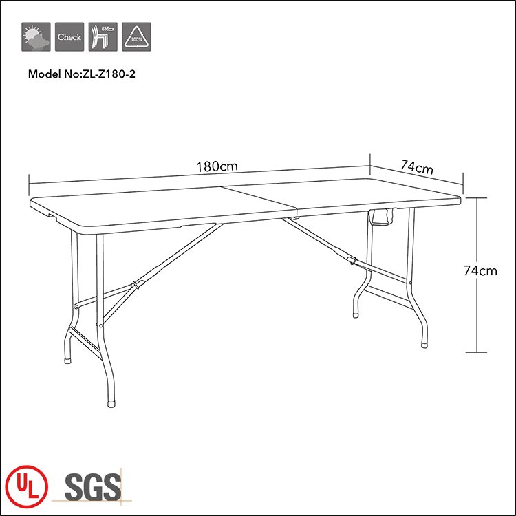 Factory direct outdoor folding dining table hotel plastic white folding table for banquet