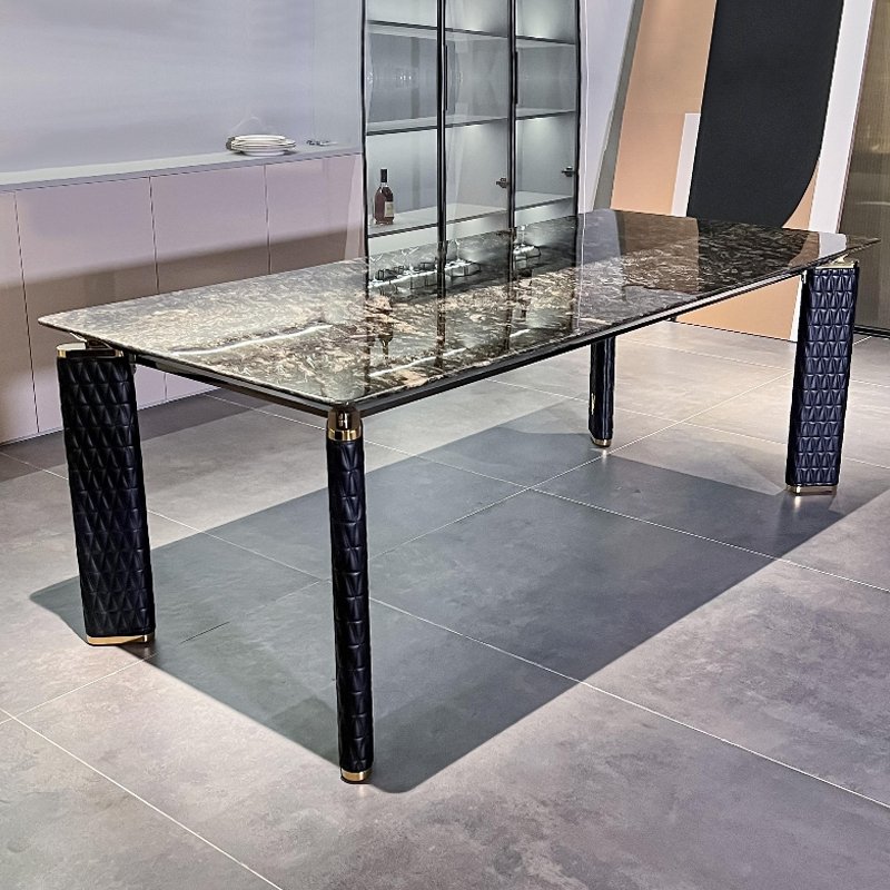 Modern luxury dining table set 4 6 seater full marble dining table furniture minimalist design dining table