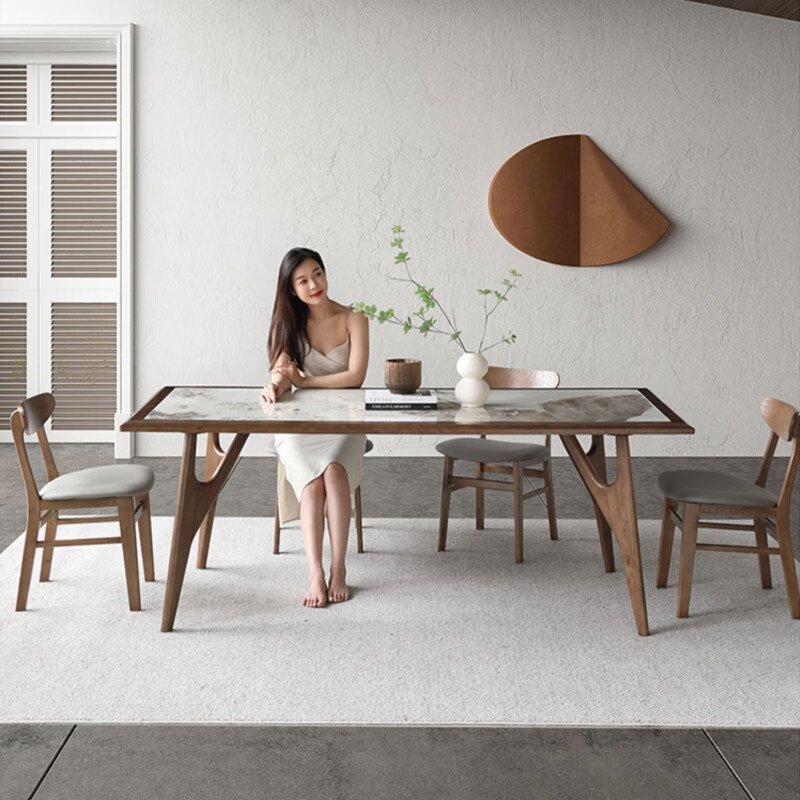 Modern Dining Room Home Furniture Table With Base Dining Chair Light Luxury Marble Top Dining Room Sets