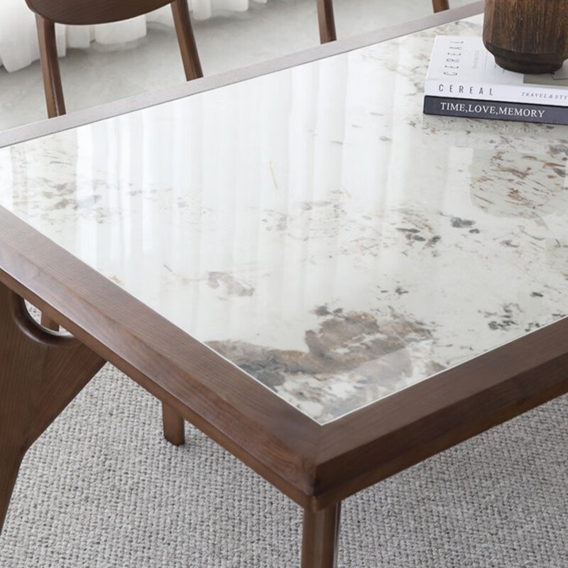 Modern Dining Room Home Furniture Table With Base Dining Chair Light Luxury Marble Top Dining Room Sets