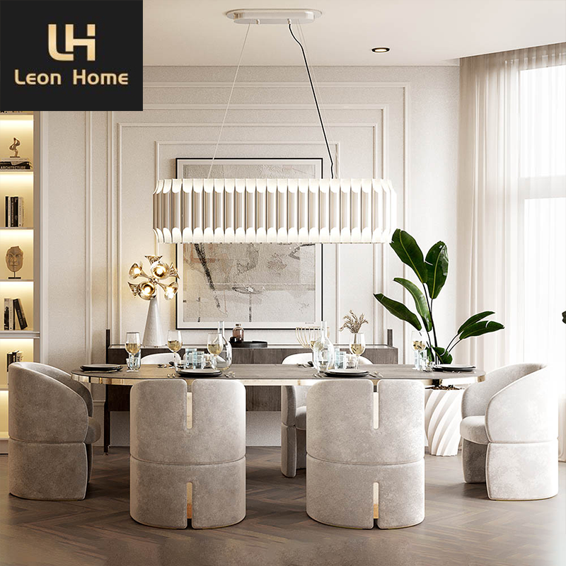 Luxury custom new design wooden oval shape dining table furniture dining table set for villa dining room