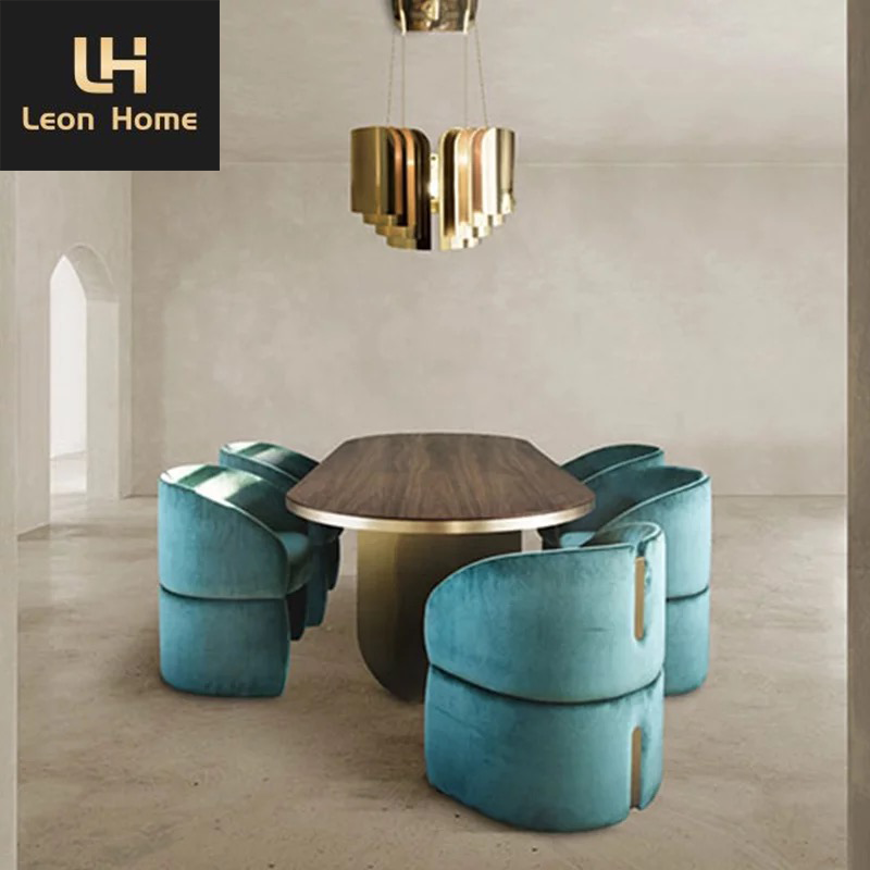 Luxury custom new design wooden oval shape dining table furniture dining table set for villa dining room