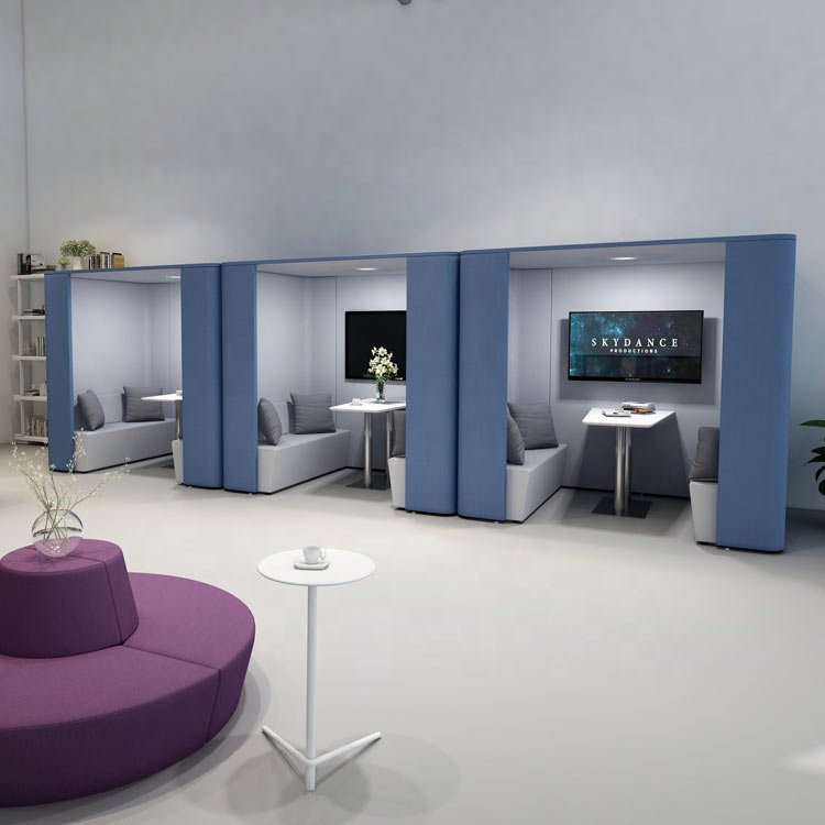 Soundproof house Video conference sofa booth with table and TV set