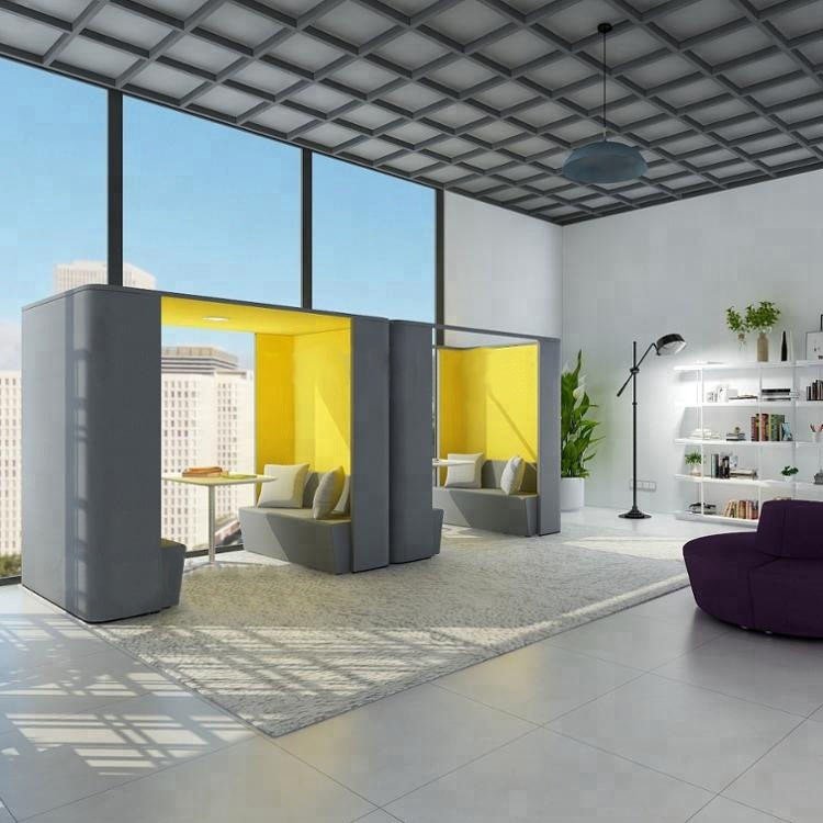 Soundproof house Video conference sofa booth with table and TV set