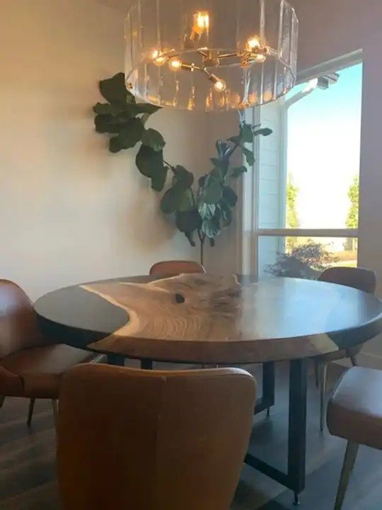 Modern Rustic Live Edge Resin Epoxy Dining Table Real Wood Coffee Table for Office Use