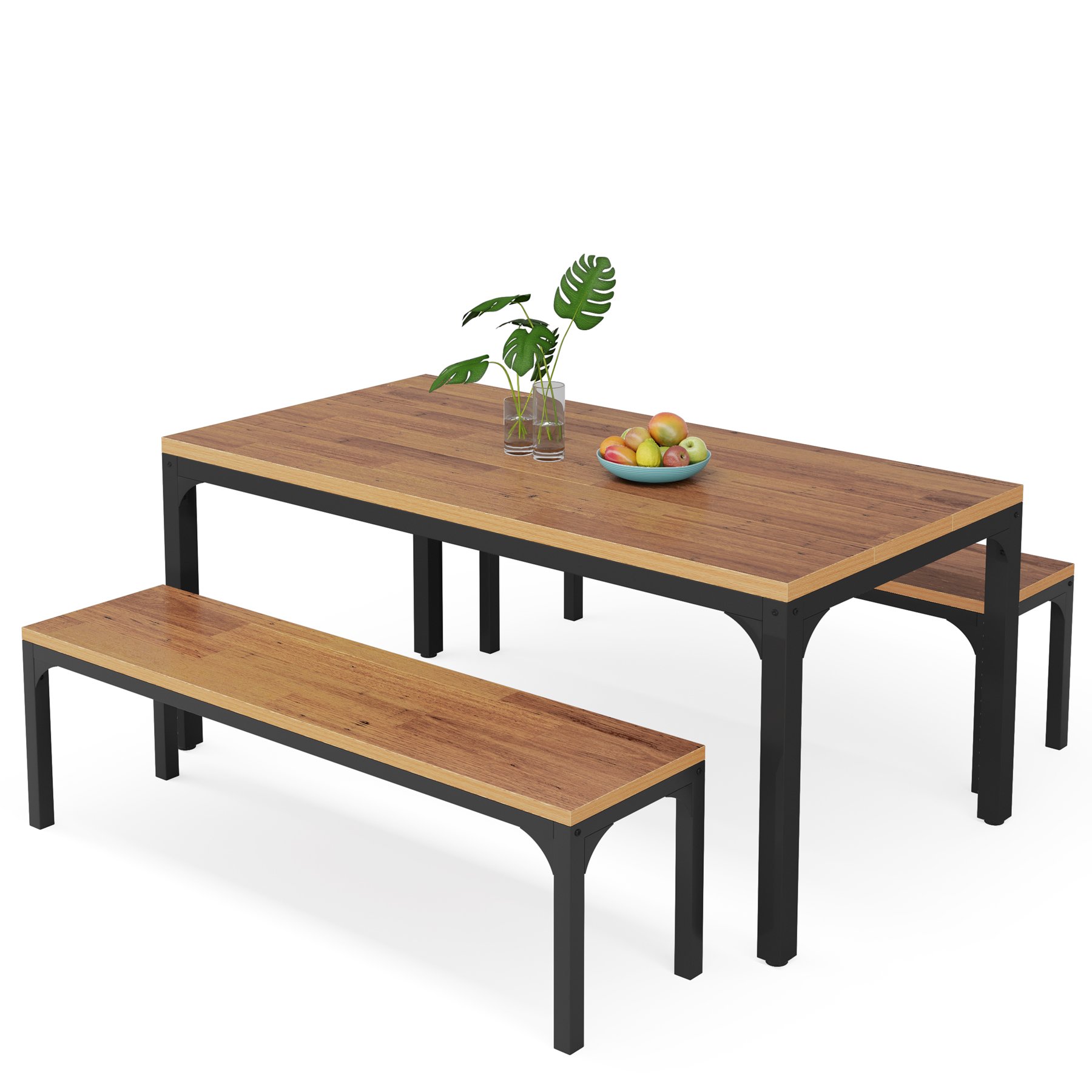 3 Pieces Dining Table Outdoor and Indoor Kitchen Table Sets With Bench