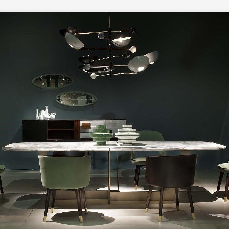 Popular Modern design dining room furniture natural marble top dining table