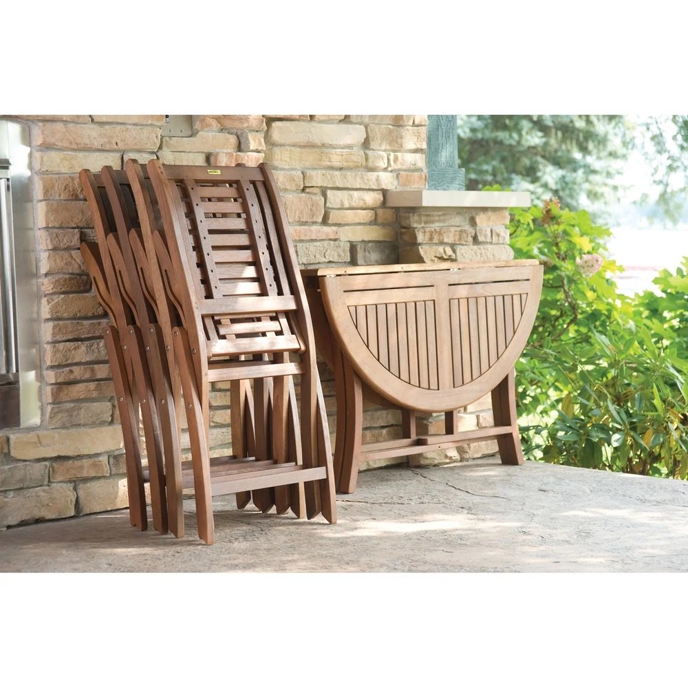 Ivana 4 chair 1 table of outdoor folding dining table made of solid teak wood natural finishing