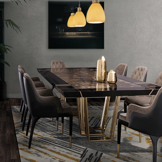 Elegant Design Golden Stainless Steel Leg Italian Luxury Marble Top 12 Seater Dining Table Set Home Modern Dining Room Furniture