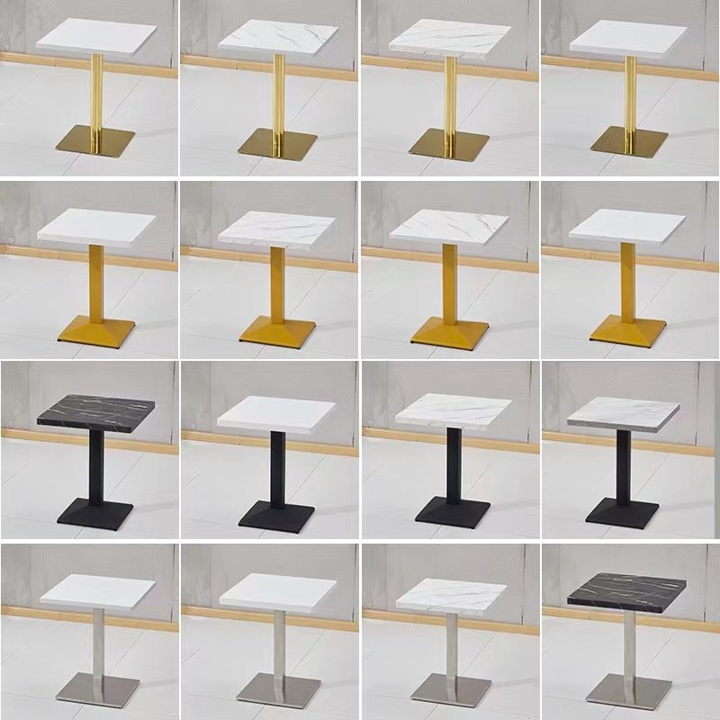Metal Base Furniture Dining Table with Simple Black Square Table Top Gold Home Furniture Iron Modern Melamine Customizable D60mm