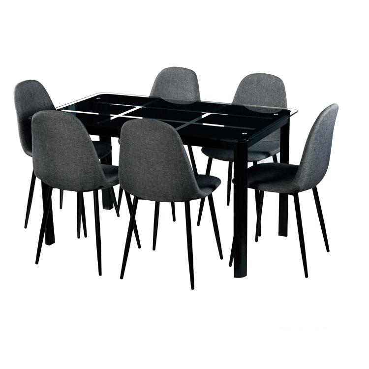 Top Banquet Dining Table and Chairs Set High Quality Glass Seats Glass Modern Black 6 Dining Room Furniture Home Furniture 50pcs