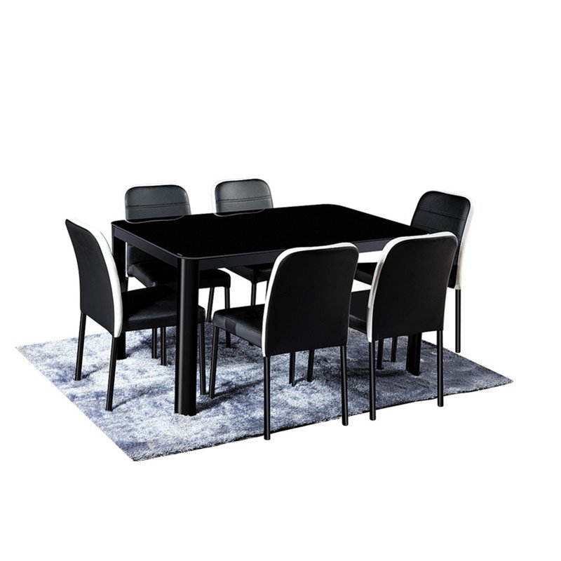 Top Banquet Dining Table and Chairs Set High Quality Glass Seats Glass Modern Black 6 Dining Room Furniture Home Furniture 50pcs