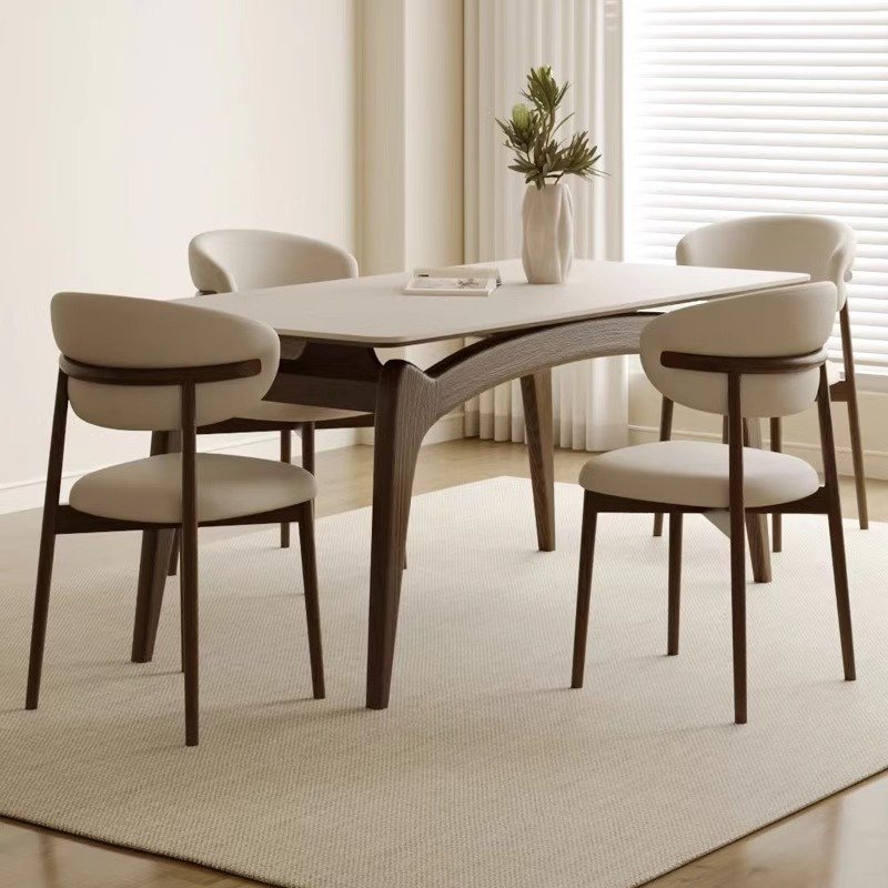 Solid wood modern simple table and chair combination table rectangular solid wood for family hotel restaurant
