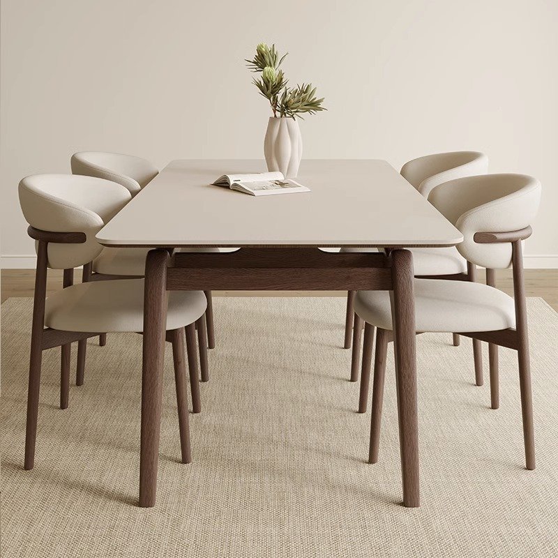 Solid wood modern simple table and chair combination table rectangular solid wood for family hotel restaurant