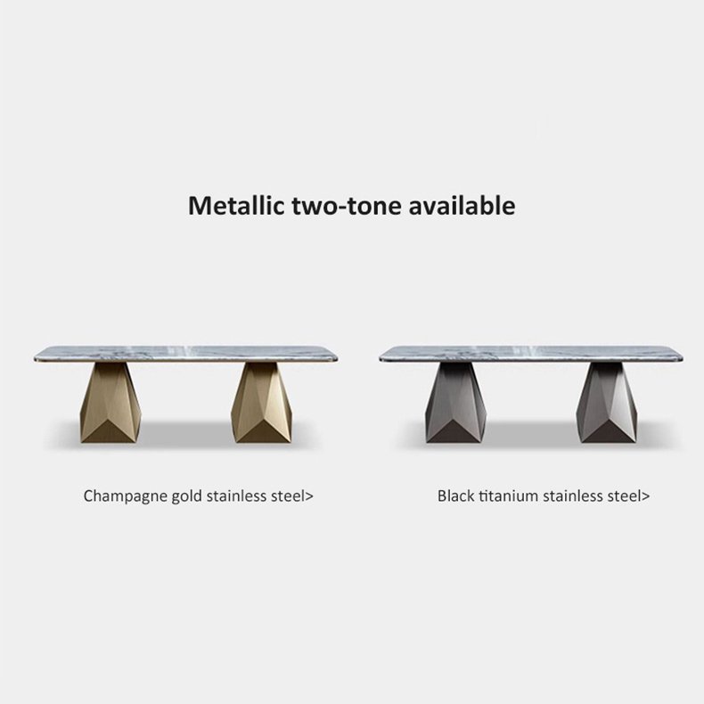Marble dining table villa large flat rectangular home French light luxury natural luxury stone dining table