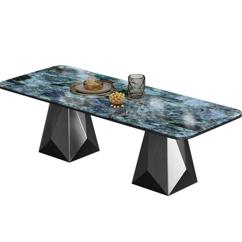 Marble dining table villa large flat rectangular home French light luxury natural luxury stone dining table