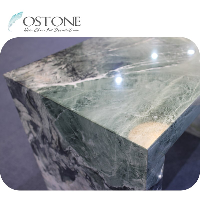 Luxury Modern Large Green Natural Marble Table Top Dinning Table