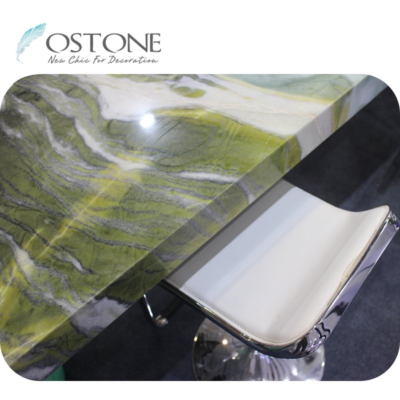 Luxury Modern Large Green Natural Marble Table Top Dinning Table