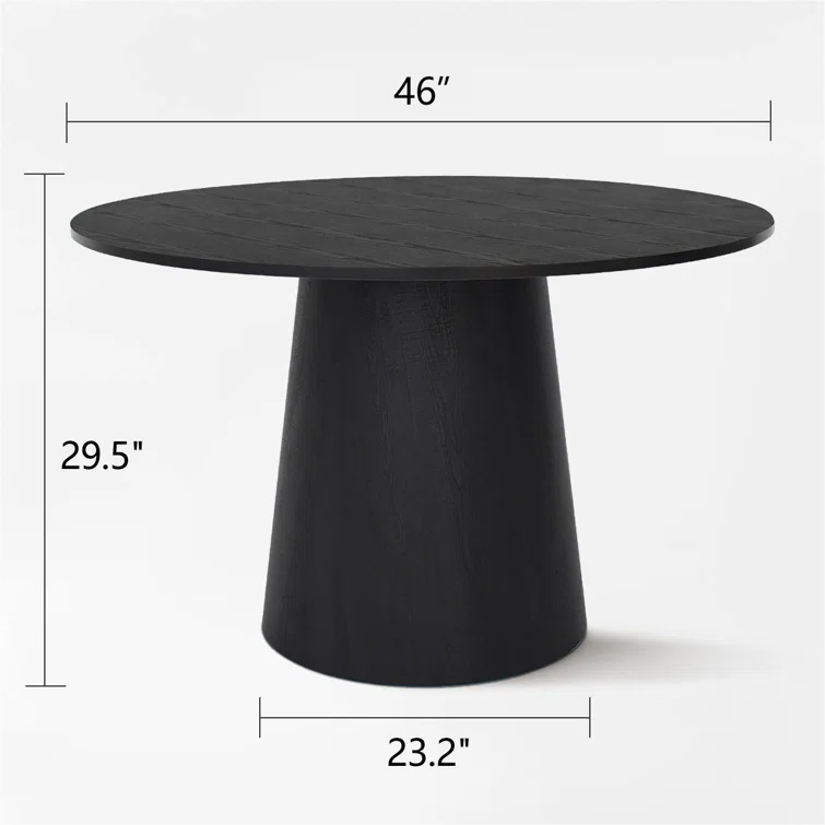 Nordic Furniture Round Pedestal Walnut Veneer Solid Wood Dining Table 4 Seater for Cafe Restaurant Home