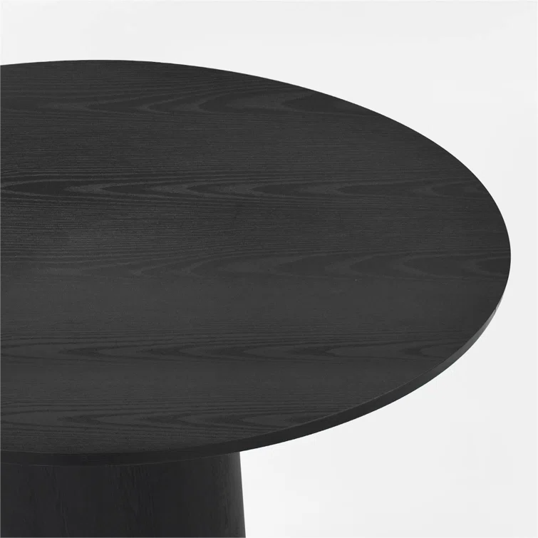 Nordic Furniture Round Pedestal Walnut Veneer Solid Wood Dining Table 4 Seater for Cafe Restaurant Home
