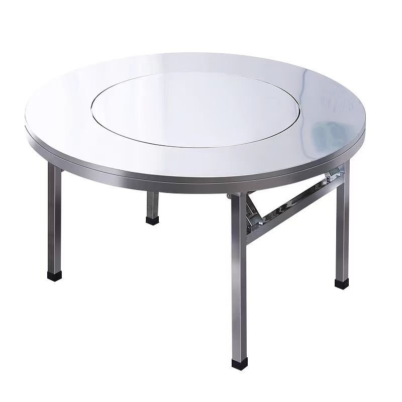 Fine stainless steel folding round table non-embroidered steel thickened turntable table