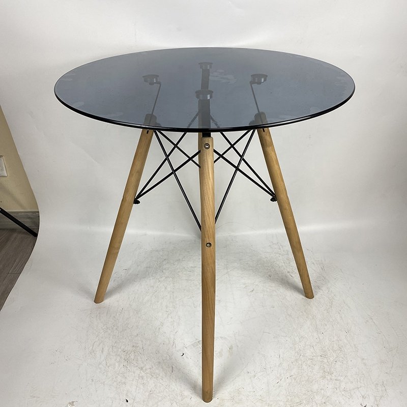 Wholesale Home Furniture Glass Dining Table Indoor Eco-friendly Apartment Glass Top 80*80cm Dining Room Table