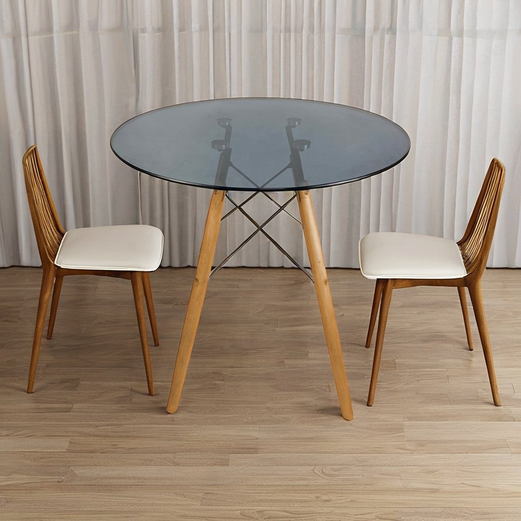 Wholesale Home Furniture Glass Dining Table Indoor Eco-friendly Apartment Glass Top 80*80cm Dining Room Table