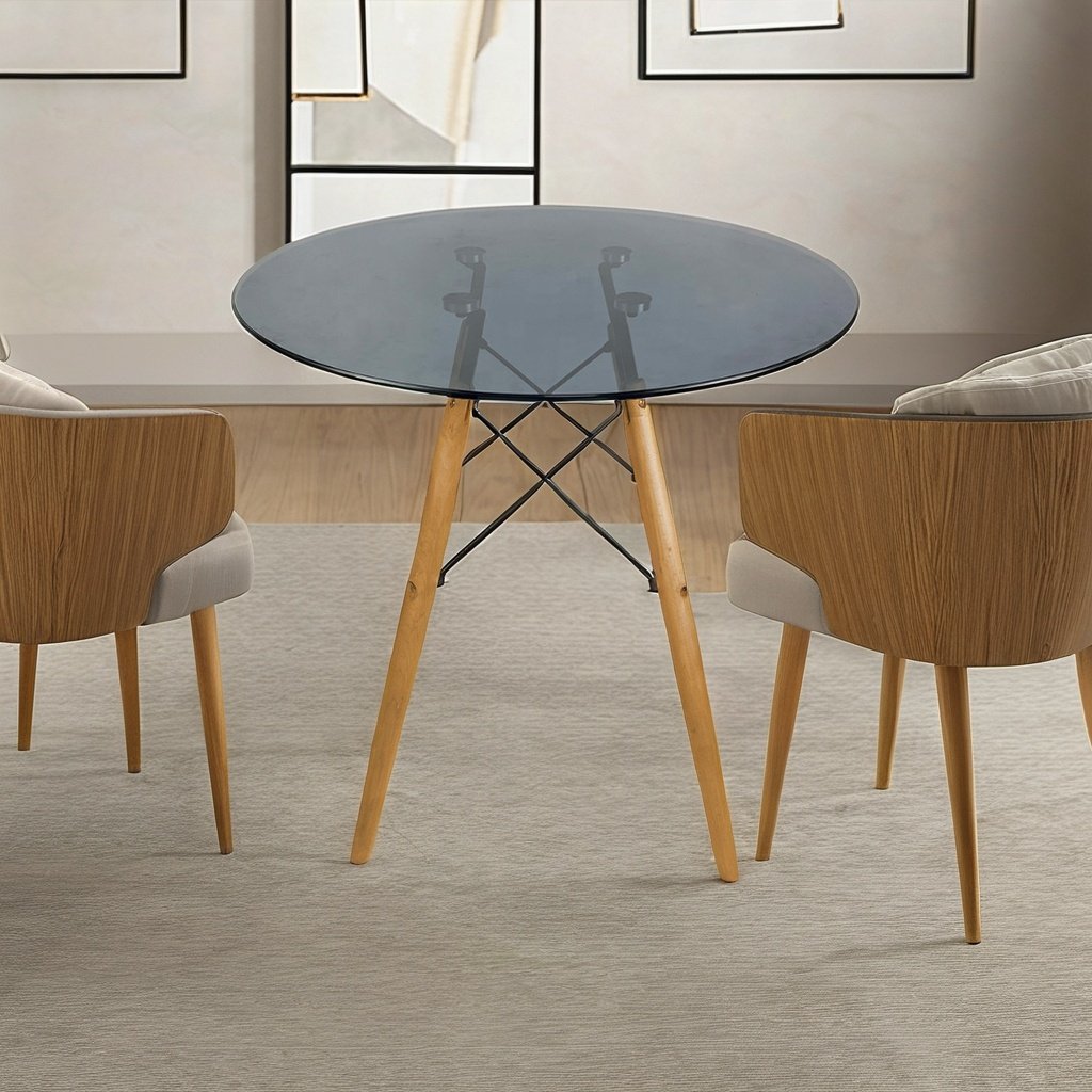 Wholesale Home Furniture Glass Dining Table Indoor Eco-friendly Apartment Glass Top 80*80cm Dining Room Table