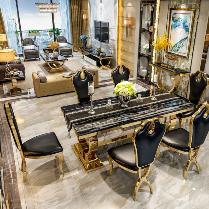 Modern luxury best selling dining room 6 chairs dinner table sets dining room furniture