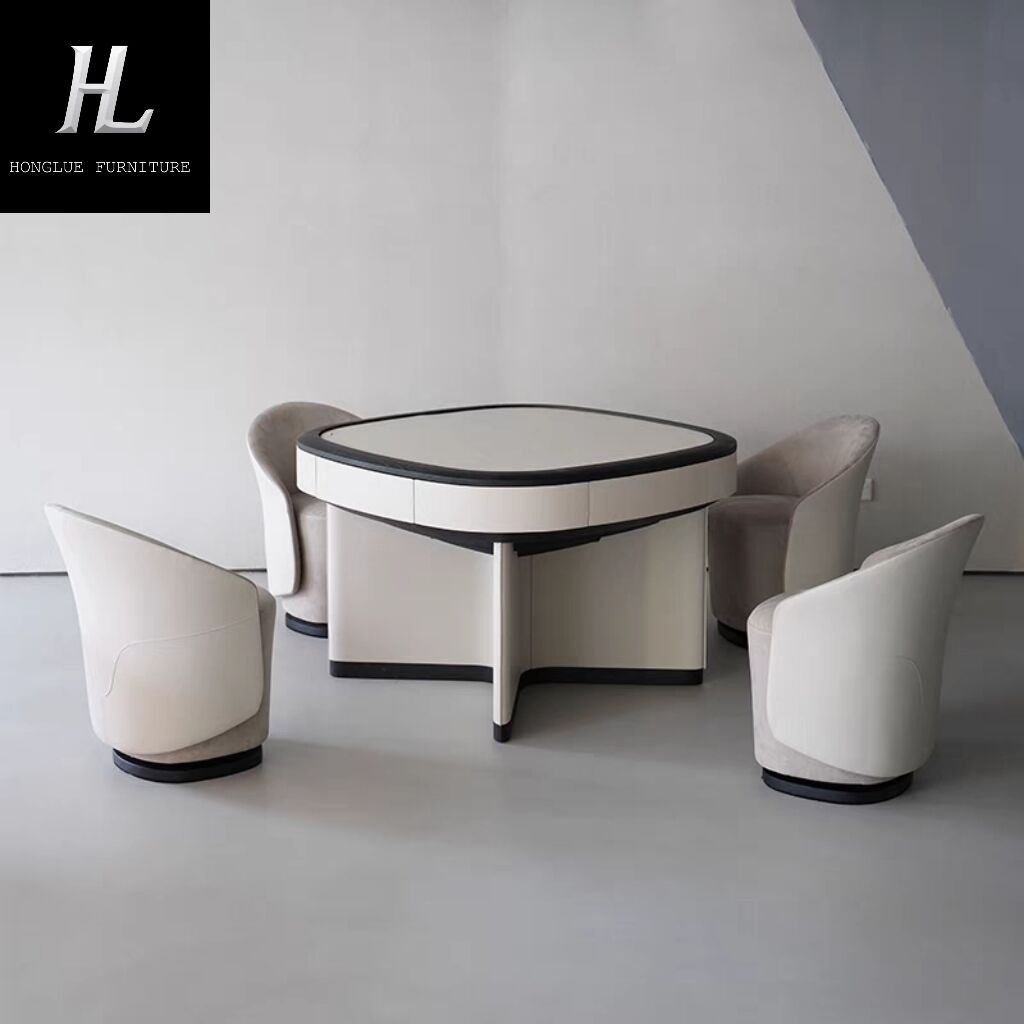 Mahjong Table Fully Automatic Home Silent Cream Color Modern Creative Simple Design Mahjong Machine