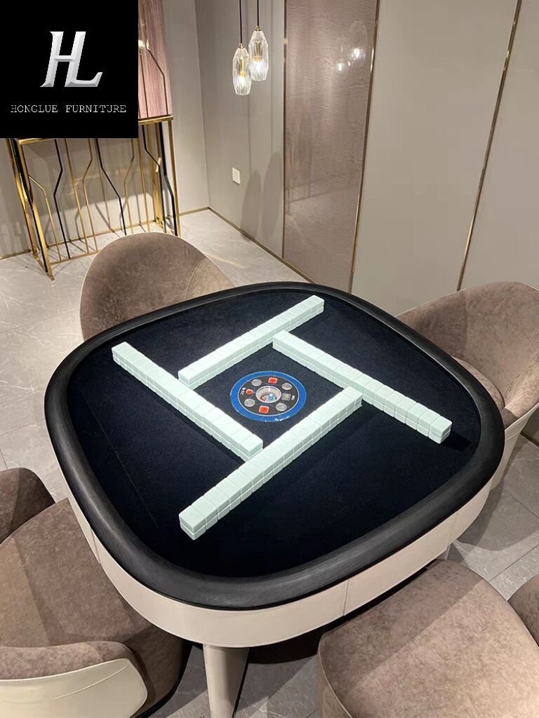 Mahjong Table Fully Automatic Home Silent Cream Color Modern Creative Simple Design Mahjong Machine