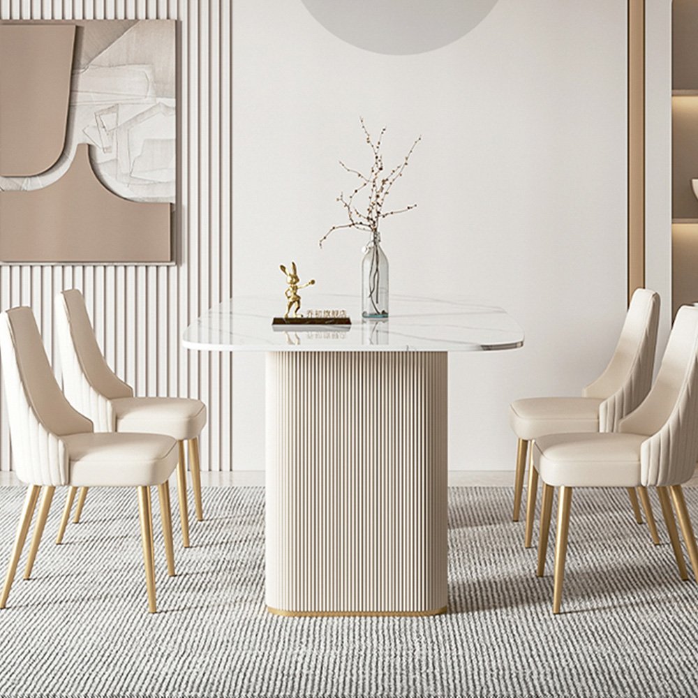 Modern Luxury Home Furniture Dinning Room Set 4 6 Seater Rectangle White Marble Dining Table With Chairs Set For Restaurant