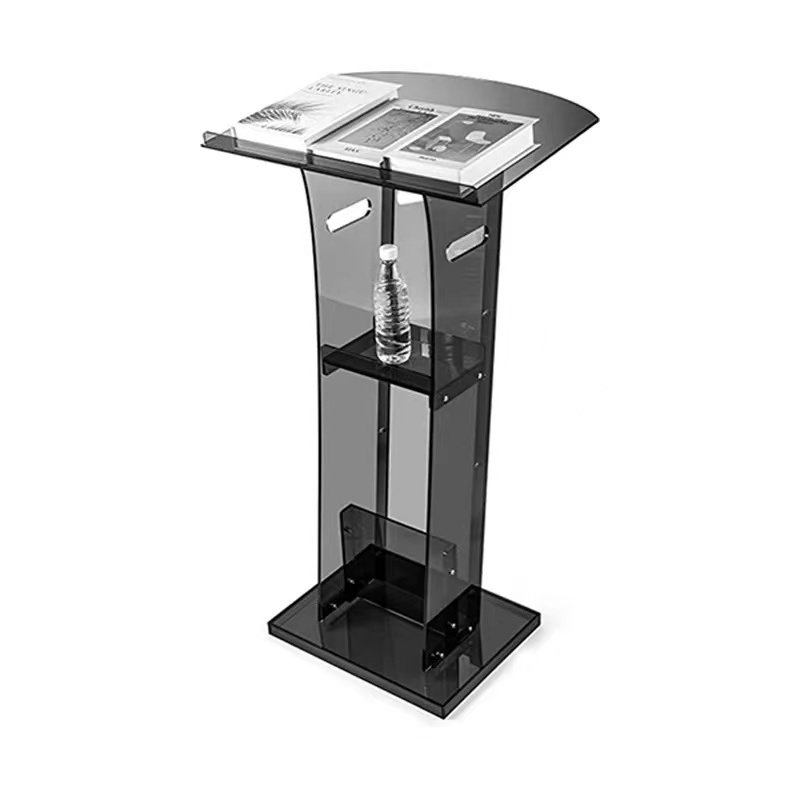 New arrival Brushed Acrylic Pulpit Clear Acrylic Plexiglass Podium Curved Lectern pulpit conference office use