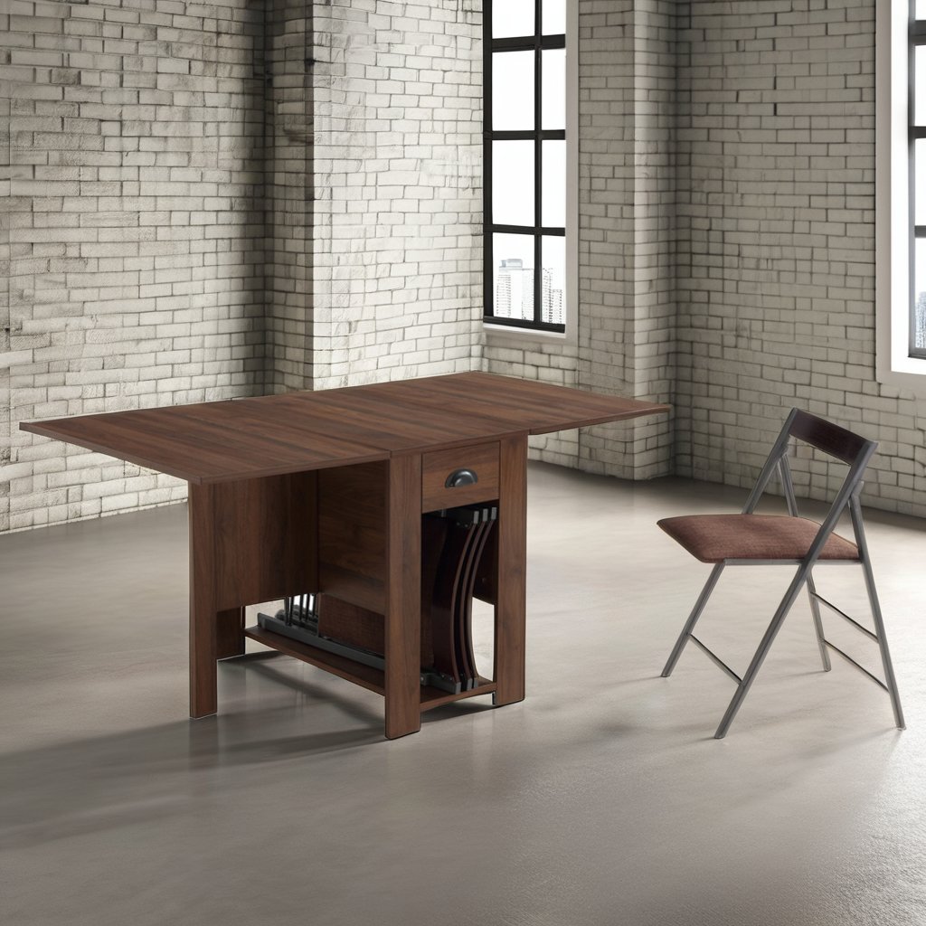 Modern Luxury Wooden Dining Table Set Expandable and Foldable for Small Apartment Workshop Laundry or Home Bar Use