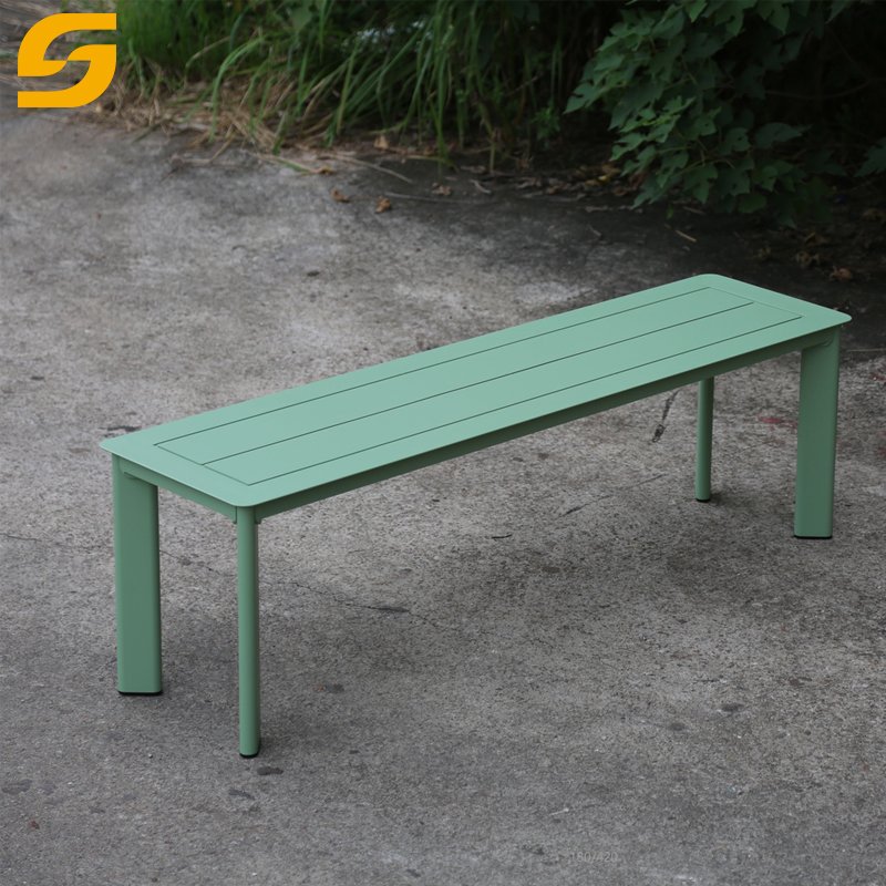 Metal Furniture Modern Courtyard Restaurant Rectangle Table Dining Chairs Bench Patio Garden Hotel Aluminium Outdoor Tables Set