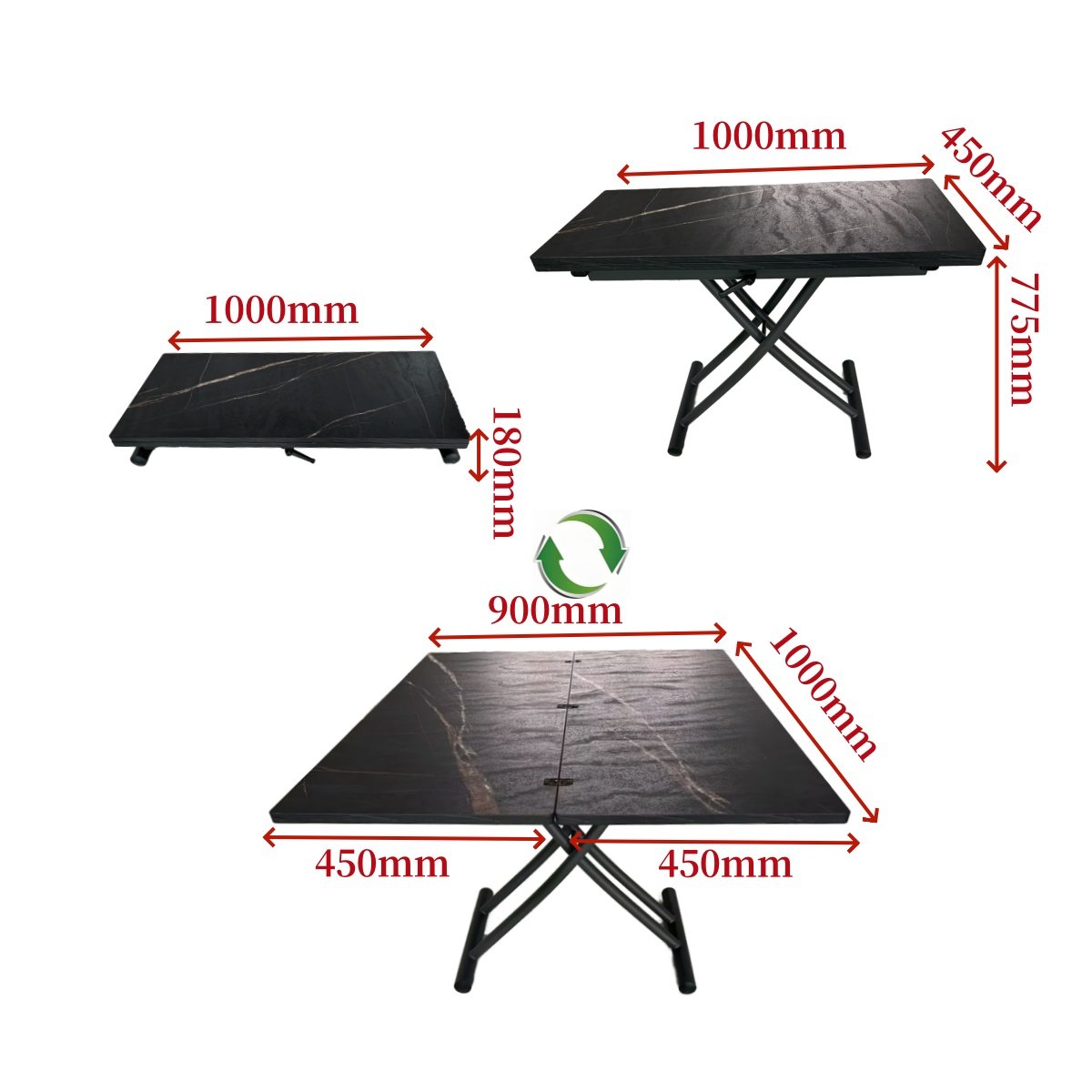 Modern Extendable Folding Lifting Wooden Top Dining Table/Coffee Table Space-Saving Furniture for Living Dining Hotel Bedroom