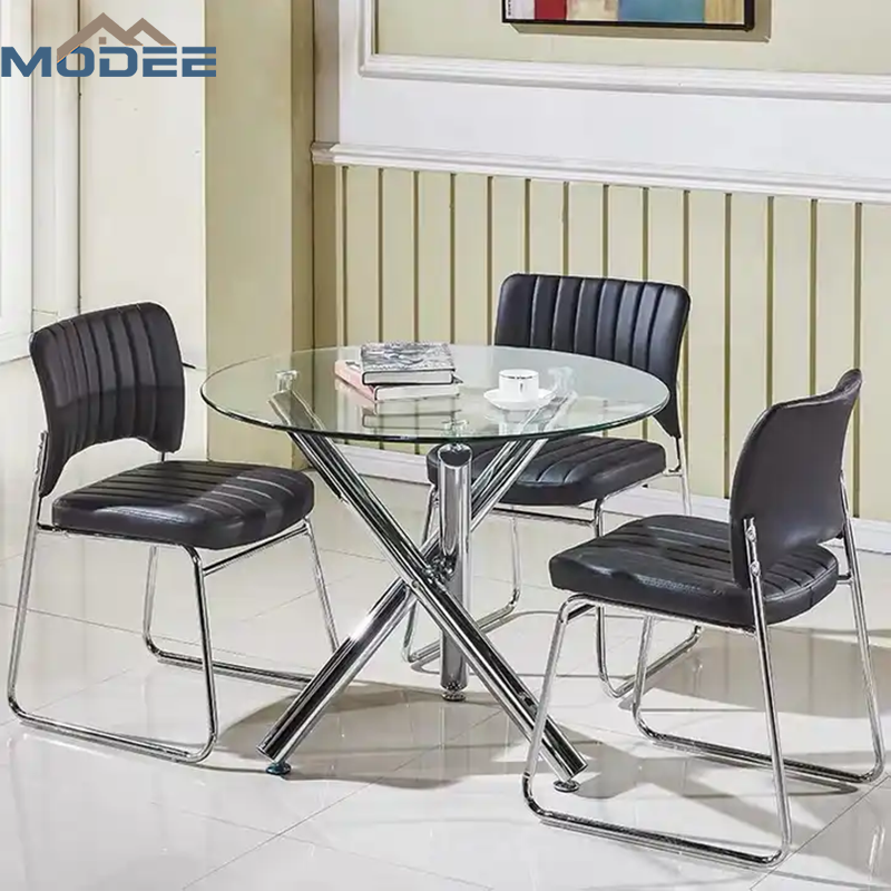 China Wholesale Home Furniture Dining Room Set Glass Round Dinning Table Set Dining Table And Chairs