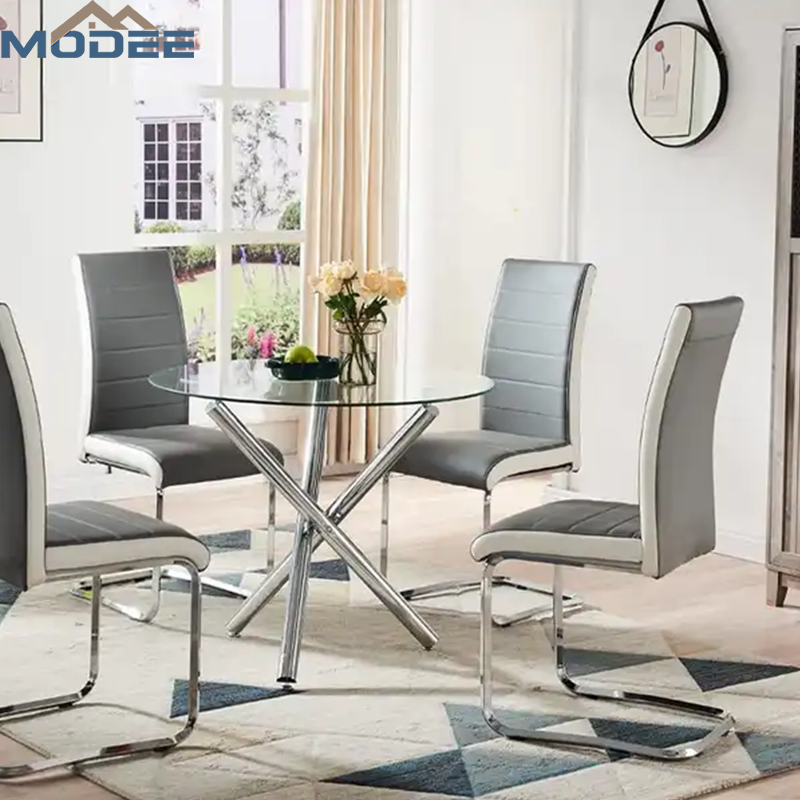 China Wholesale Home Furniture Dining Room Set Glass Round Dinning Table Set Dining Table And Chairs