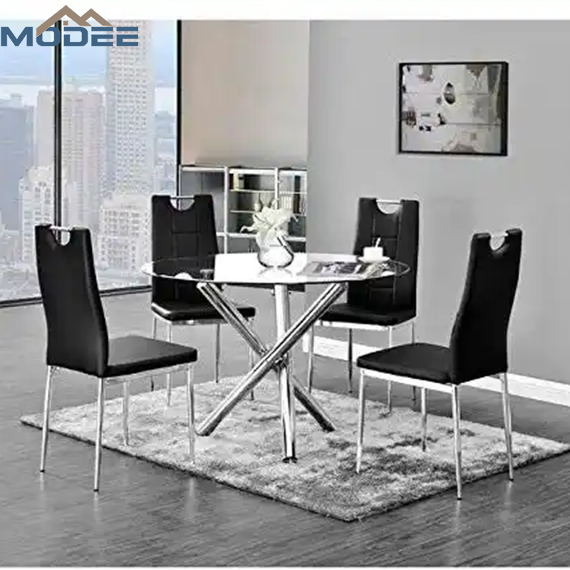 China Wholesale Home Furniture Dining Room Set Glass Round Dinning Table Set Dining Table And Chairs