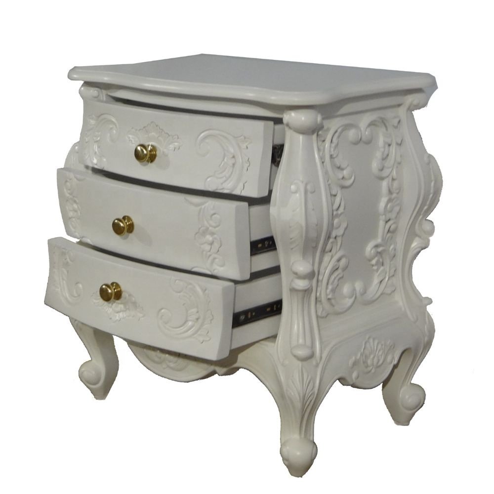White Painted Bedside Table Solid Wood Nightstand Antique Bedroom Lamp Table for Hotel Furniture and Bedroom Furniture Sets