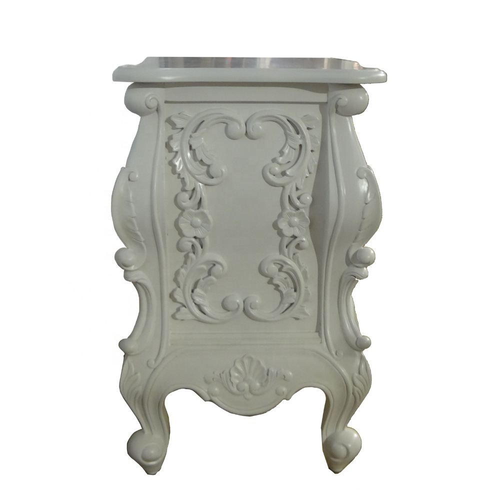 White Painted Bedside Table Solid Wood Nightstand Antique Bedroom Lamp Table for Hotel Furniture and Bedroom Furniture Sets