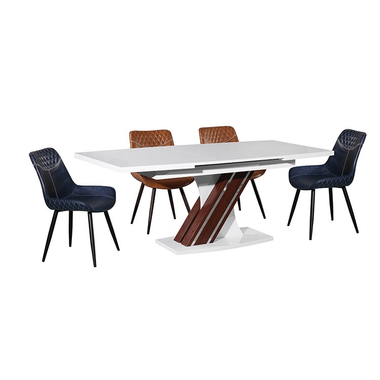 Mdf table high gloss for 4-6 seats extendable dining table