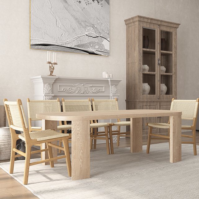 Mrs Woods Comfortable New Design Recycled Pine Eco-Friendly Elegant Restaurant Dining Table Set Furniture