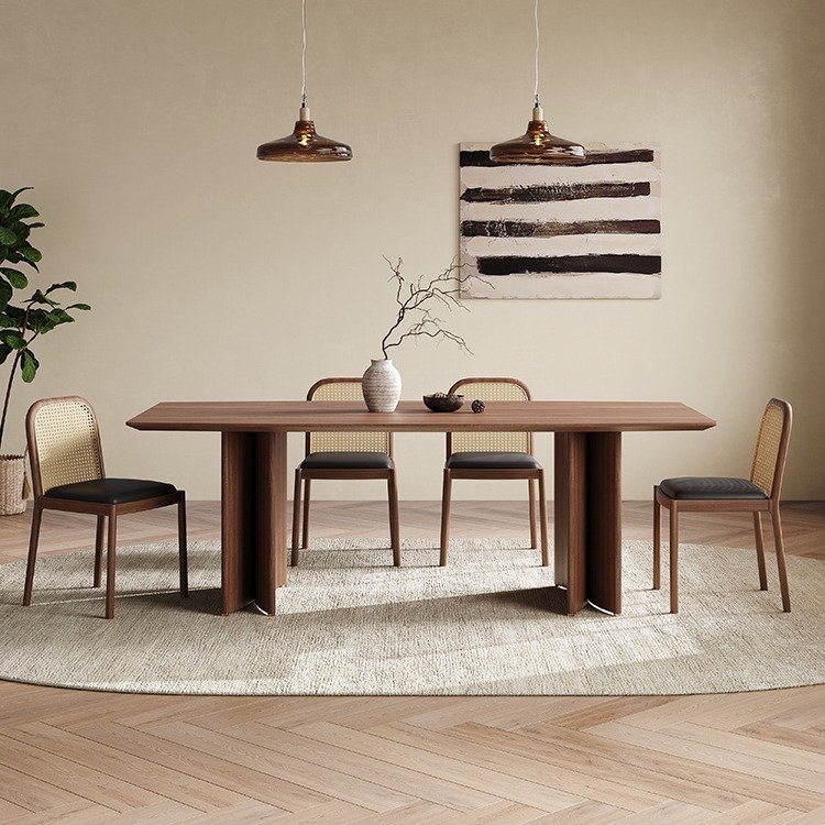 wabi sabi natural solid walnut optional color dining room furniture dining table for home restaurant
