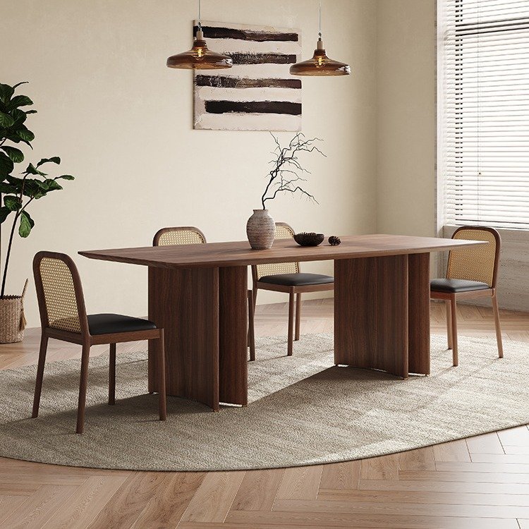 wabi sabi natural solid walnut optional color dining room furniture dining table for home restaurant